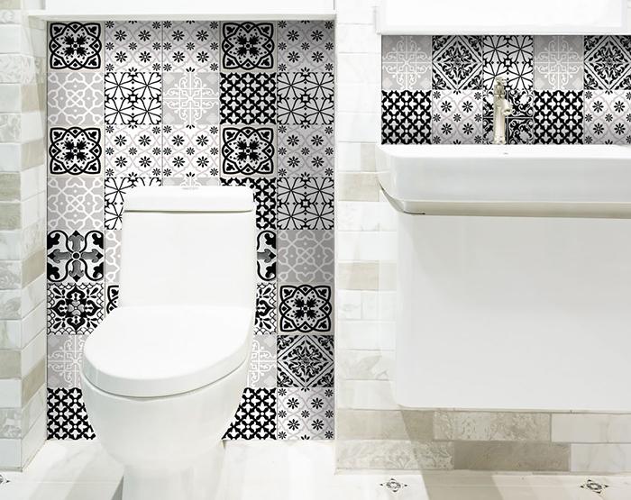 6" X 6" Black White and Gray Bella Peel and Stick Tiles