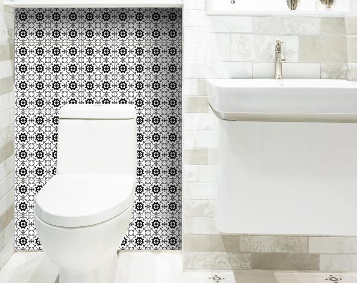 5" X 5" Black and White Gerber Peel and Stick Removable Tiles