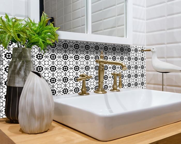 5" X 5" Black and White Gerber Peel and Stick Removable Tiles