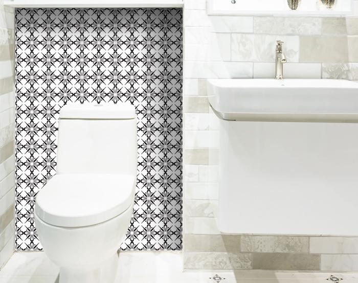 4" X 4" Black and White Quattra Peel and Stick Removable Tiles