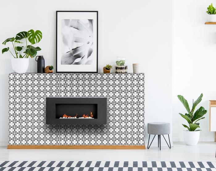 4" X 4" Black and White Quattra Peel and Stick Removable Tiles