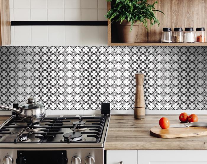 5" X 5" Black and White Quattra Peel and Stick Removable Tiles