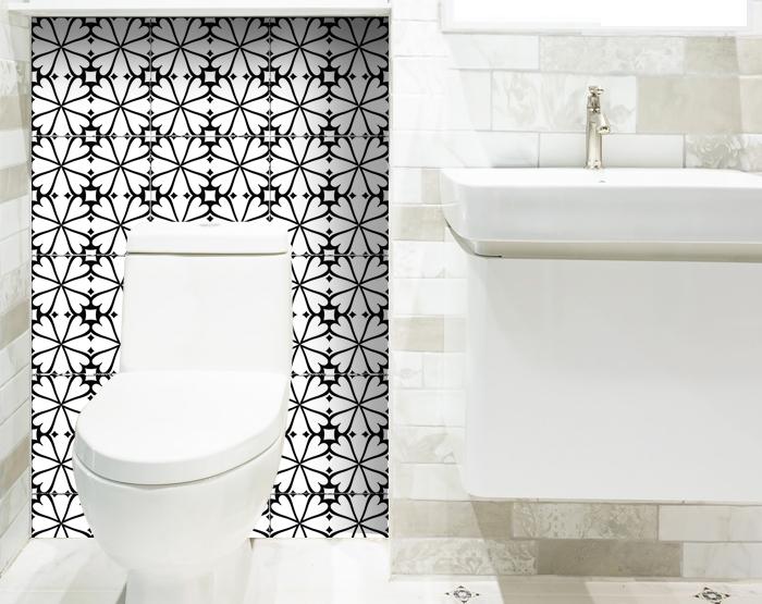 6" X 6" Black and White Clove Peel and Stick Removable Tiles