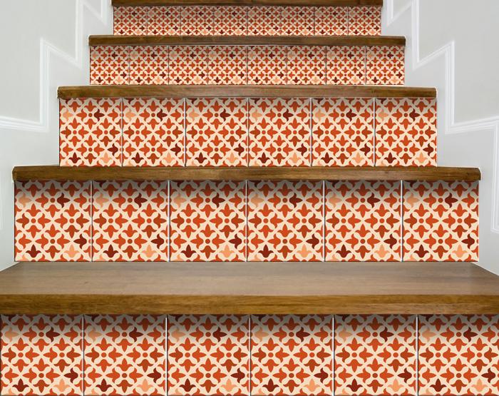 7" X 7" Terra Cotta Tango Peel and Stick Tiles