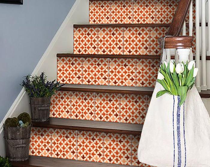 7" X 7" Terra Cotta Tango Peel and Stick Tiles