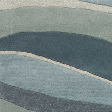 Ocean Blue Teal Hand Tufted Abstract Waves Indoor Area Rug 3'x5'