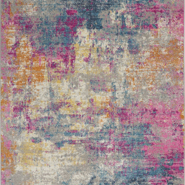 Ivory and Multi Abstract Area Rug - 4’ x 6’