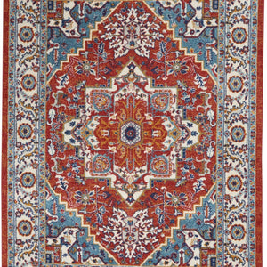 Red and Ivory Medallion Area Rug 4’ x 6’