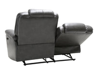 Contemporary Grey Leather Power Reclining Loveseat 40