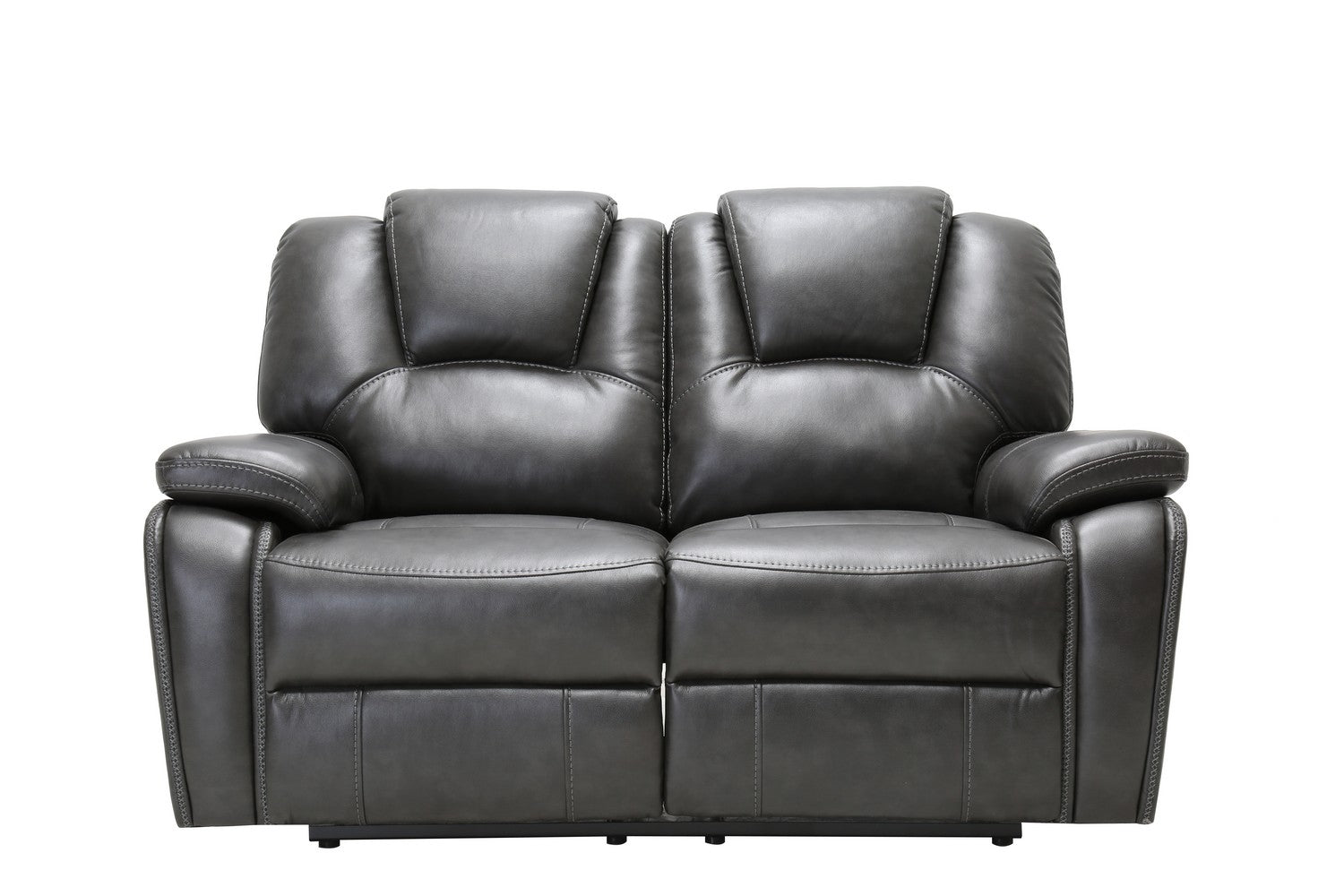 Contemporary Grey Leather Power Reclining Loveseat 40"