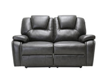 Contemporary Grey Leather Power Reclining Loveseat 40
