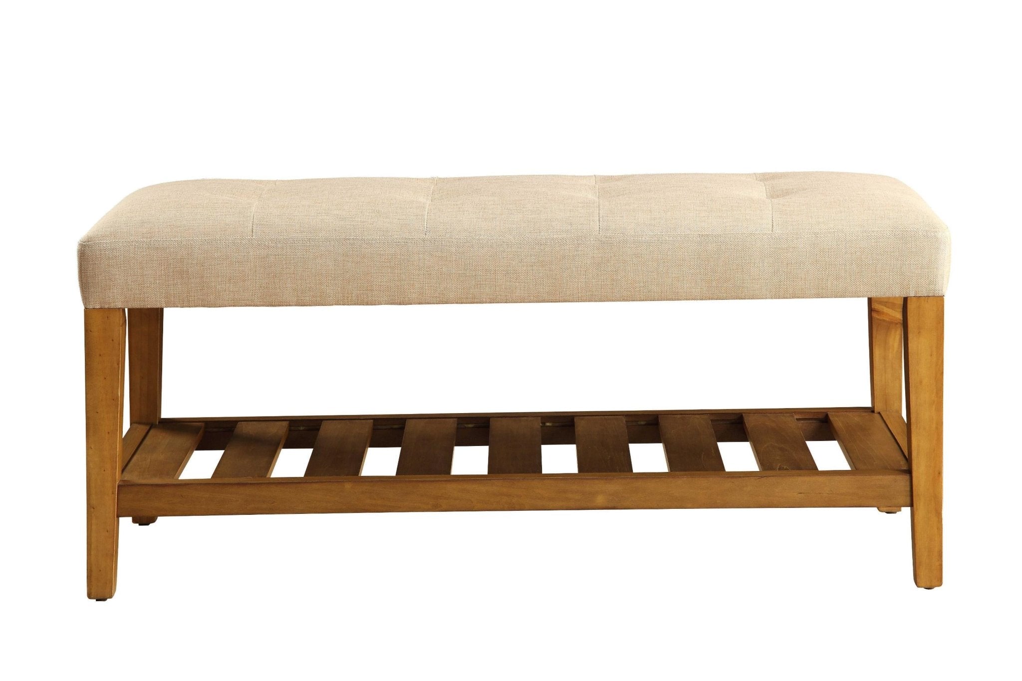 Beige And Oak Simple Bench - 40" X 16" X 18"