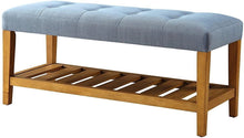 Blue And Oak Simple Bench - 40