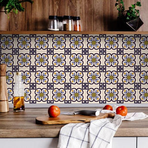 8" X 8" Azul Flora Peel and Stick Removable  Tiles