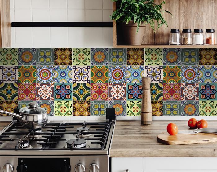 5" X 5" Auguri Flora Peel and Stick Removable  Tiles