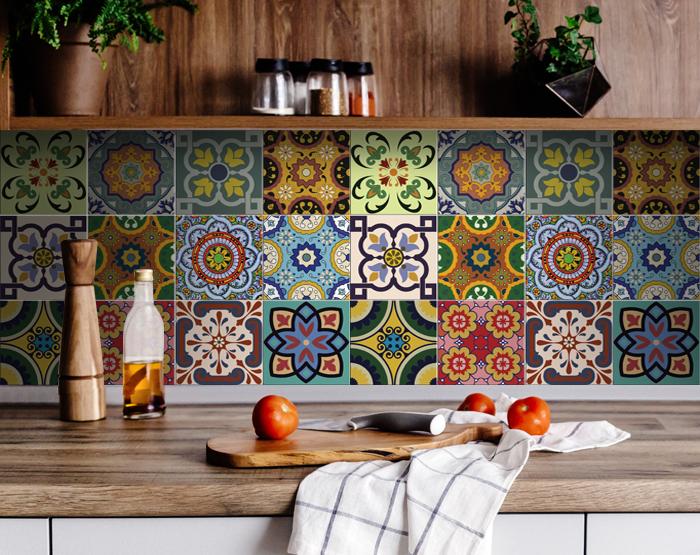 6" X 6" Auguri Flora Peel and Stick Removable  Tiles