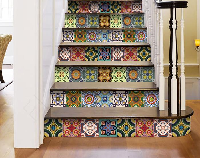 6" X 6" Auguri Flora Peel and Stick Removable  Tiles