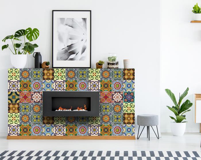 7" X 7" Auguri Flora Peel and Stick Removable  Tiles