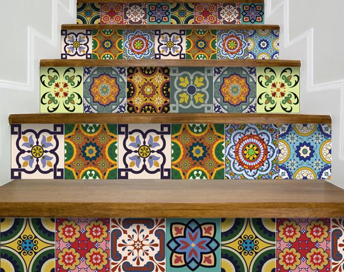 8" X 8" Auguri Flora Peel and Stick Removable  Tiles