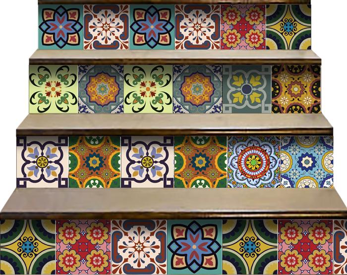 8" X 8" Auguri Flora Peel and Stick Removable  Tiles