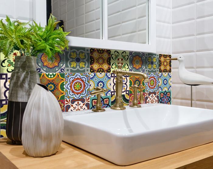 8" X 8" Auguri Flora Peel and Stick Removable  Tiles