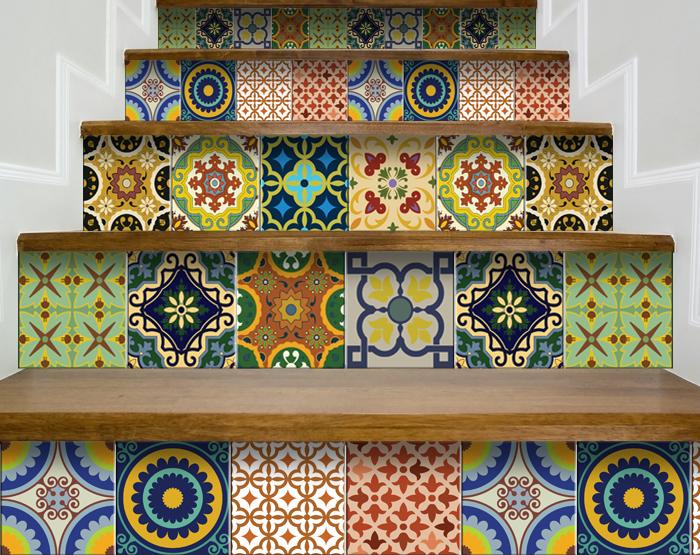 4" X 4" Auguri Mix Peel and Stick Removable Tiles