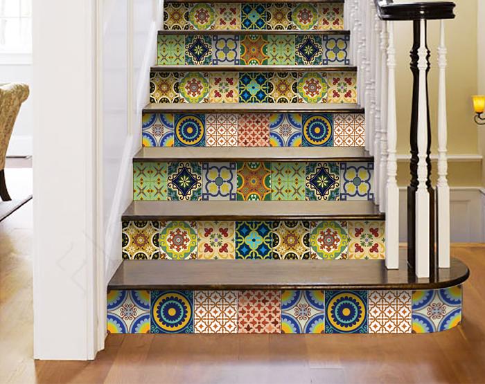 6" X 6" Auguri Mix Peel and Stick Removable  Tiles