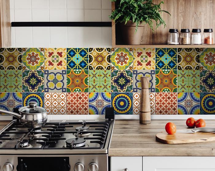 6" X 6" Auguri Mix Peel and Stick Removable  Tiles