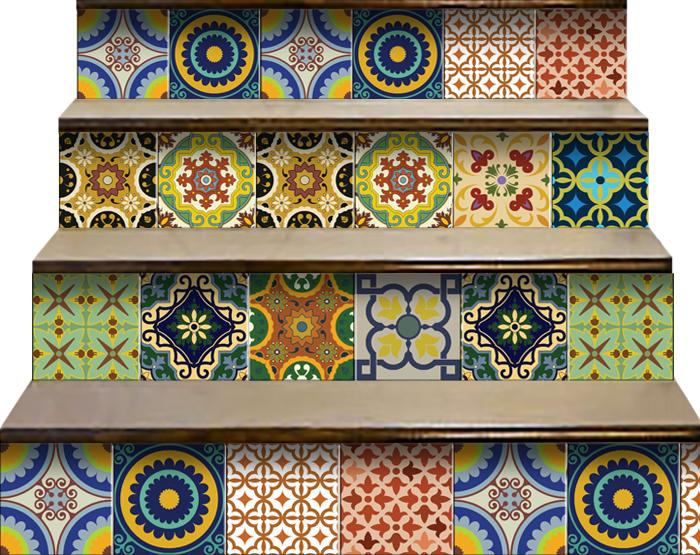 6" X 6" Auguri Mix Peel and Stick Removable  Tiles