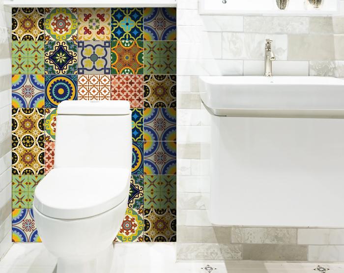 7" X 7" Auguri Mix Peel and Stick Removable  Tiles