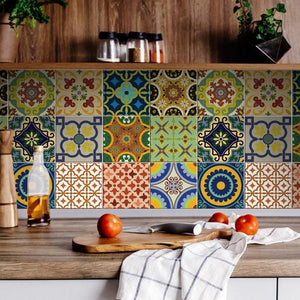 8" X 8" Auguri Mix Peel and Stick Removable  Tiles