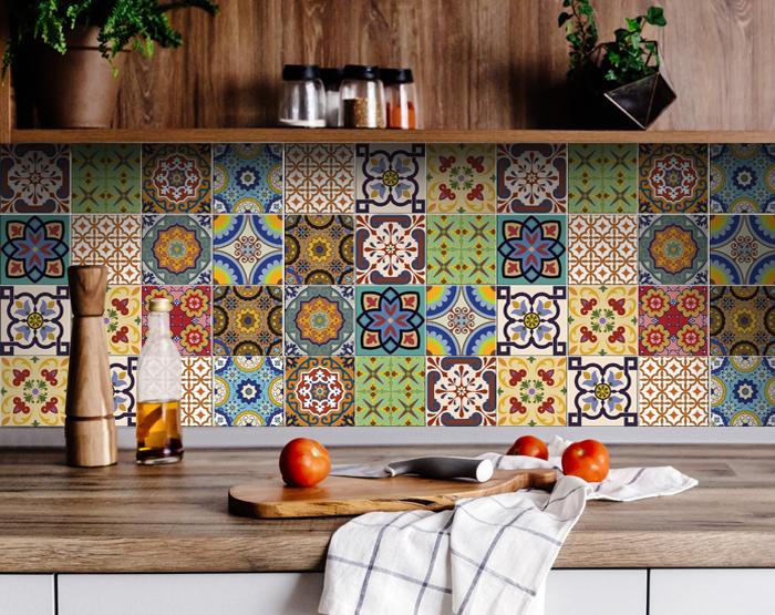 6" X 6" Auguri Geo Peel and Stick Removable  Tiles