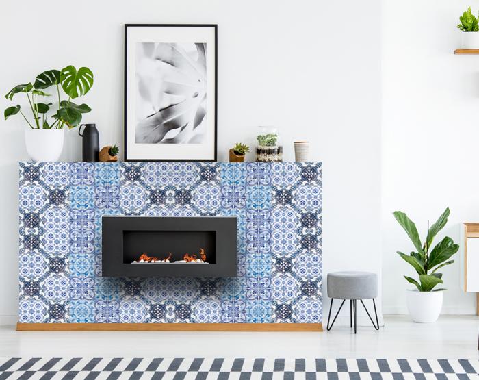 5" X 5" Mediterranean Blues Mosaic Peel and Stick Tiles