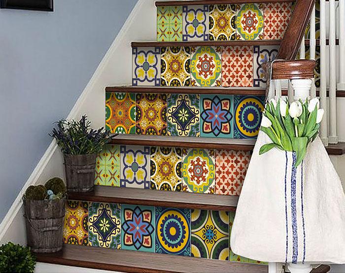 4" X 4" Euro Mosaic Peel and Stick Removable Tiles