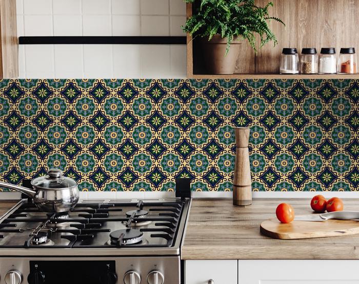 4" X 4" Agean Blue and Green Peel and Stick Tiles