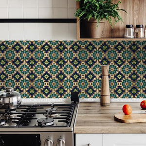 4" X 4" Agean Blue and Green Peel and Stick Tiles