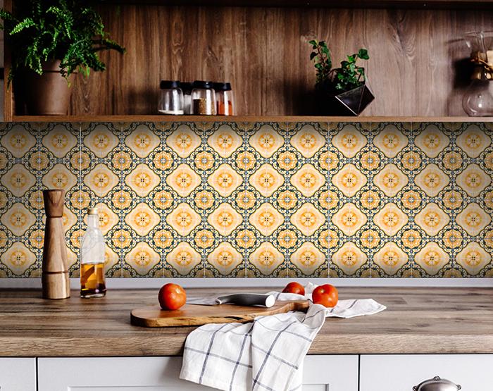 7" X 7" Golden Deco Peel And Stick Removable Tiles