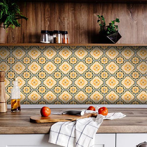 7" X 7" Golden Deco Peel And Stick Removable Tiles