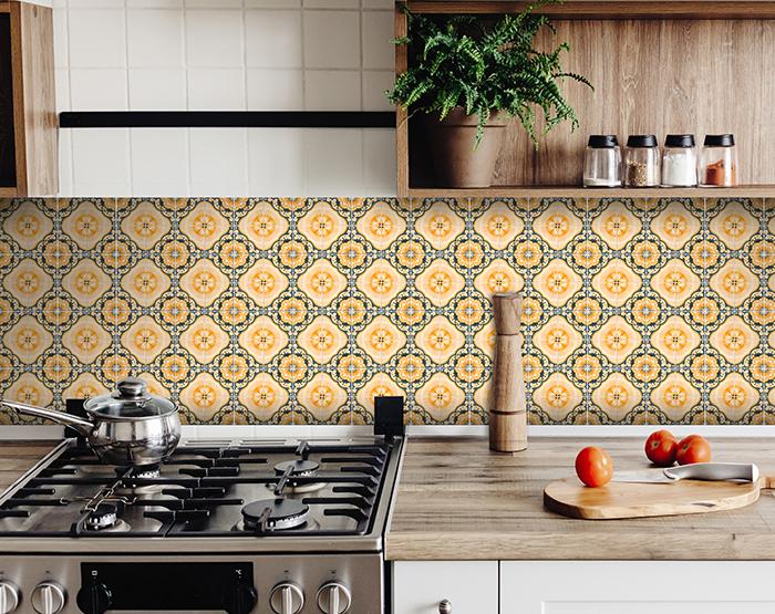 7" X 7" Golden Deco Peel And Stick Removable Tiles