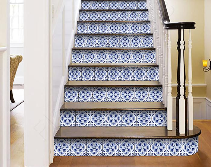 6" X 6" Blue Mia Peel And Stick Removable Tiles