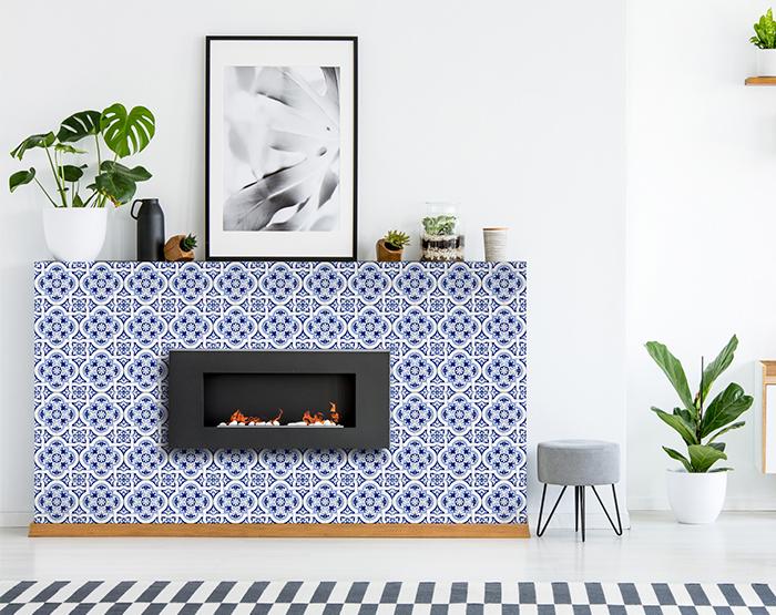 6" X 6" Blue Mia Peel And Stick Removable Tiles