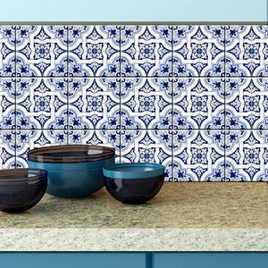 6" X 6" Blue Mia Gia Peel And Stick Removable Tiles