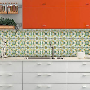 5" X 5" Green Yellow Melo Peel and Stick Tiles