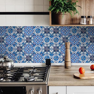 6" X 6" Blue Multi Mosaic Peel and Stick Tiles