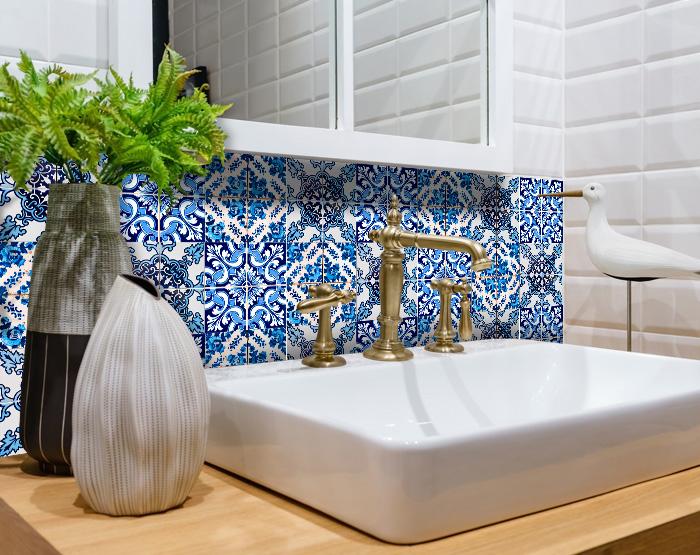 6" X 6" Blue Multi Mosaic Peel and Stick Tiles