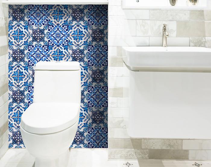 6" X 6" Blue Multi Mosaic Peel and Stick Tiles