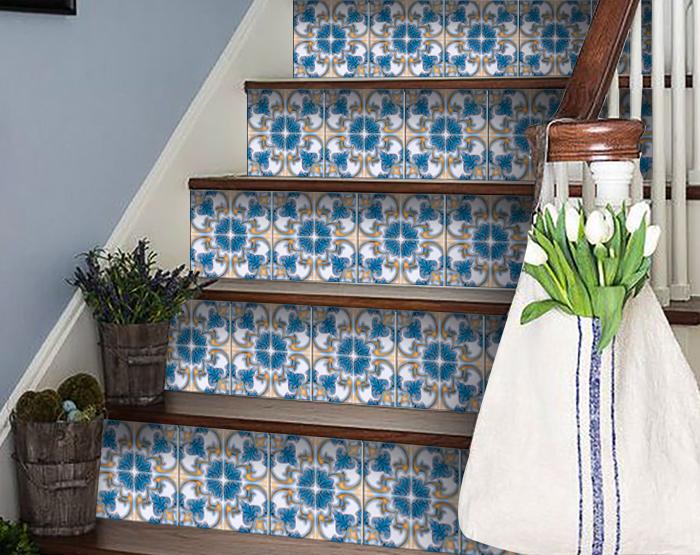 Teal Taupe Sia Removable Peel and Stick Tiles 5" X 5"