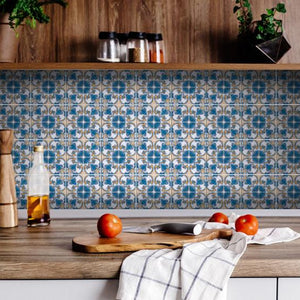 Teal Taupe Sia Removable Peel and Stick Tiles 8" X 8"