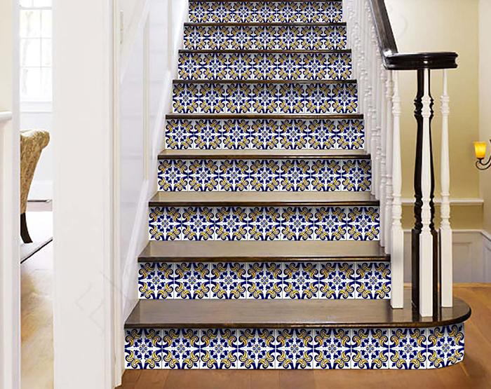 Blue Mikos Removable Peel and Stick Tiles - 7" x 7"