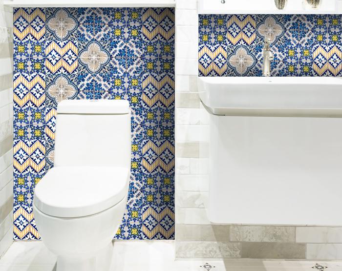 8" X 8" Blue Yellow Julia Peel and Stick Tiles